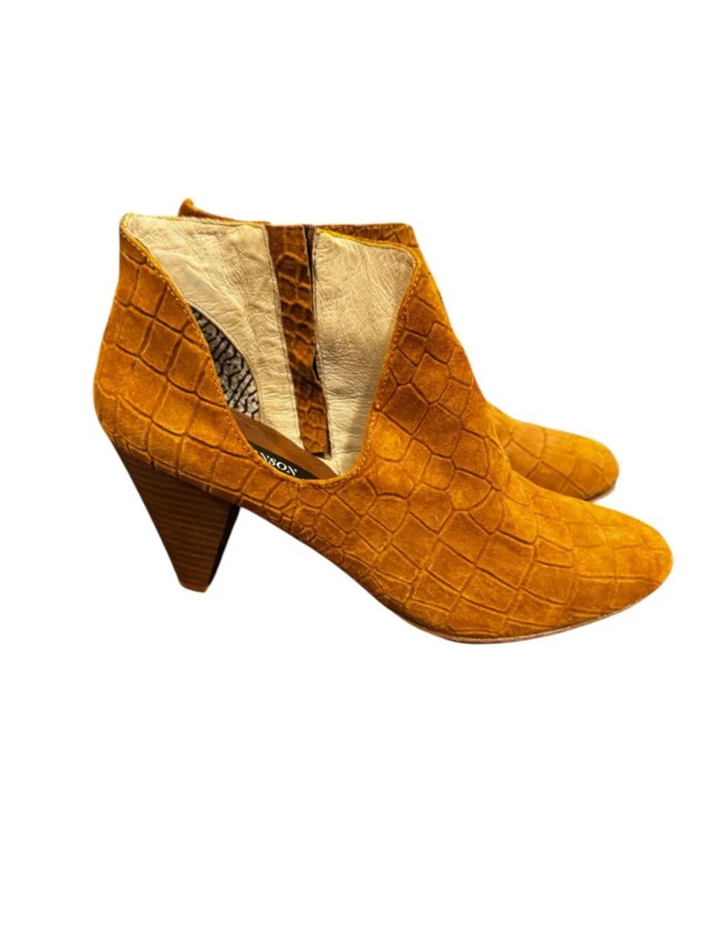 Matt Bernson Jaguar Croco Embossed Suede Ankle Booties Women’s Size 8